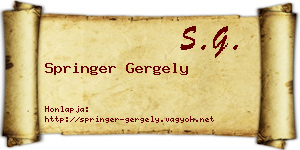 Springer Gergely névjegykártya